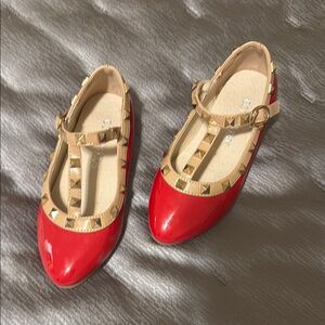 Stylish Red and Gold Kids Shoes